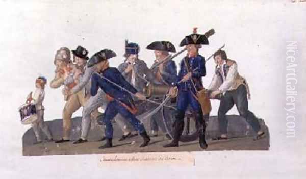 Young Men off to Practise using the Cannon Oil Painting by Brothers Lesueur