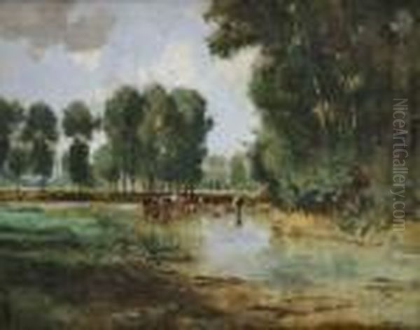 L'abreuvoir Oil Painting by Julien Dupre