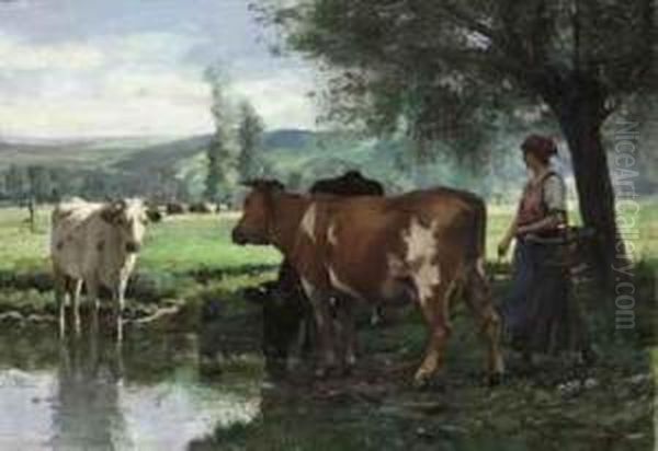 La Gardeuse De Vaches Oil Painting by Julien Dupre