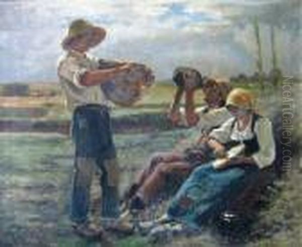 Midday Meal In The Fields Oil Painting by Julien Dupre