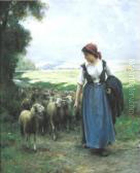 The Young Shepherdess Oil Painting by Julien Dupre