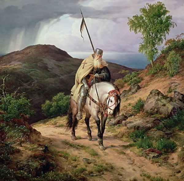 The Return of the Crusader Oil Painting by Karl Friedrich Lessing