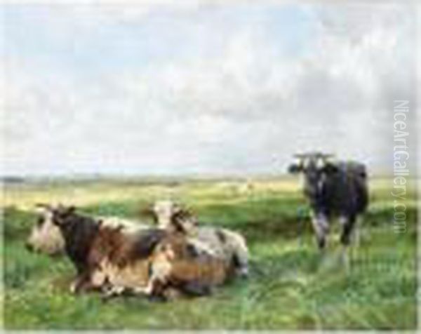 Cows In A Pasture Oil Painting by Julien Dupre