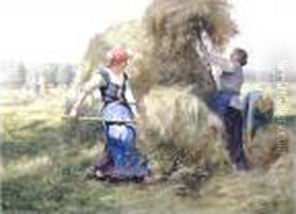 Haying Scene; La Moisson Oil Painting by Julien Dupre