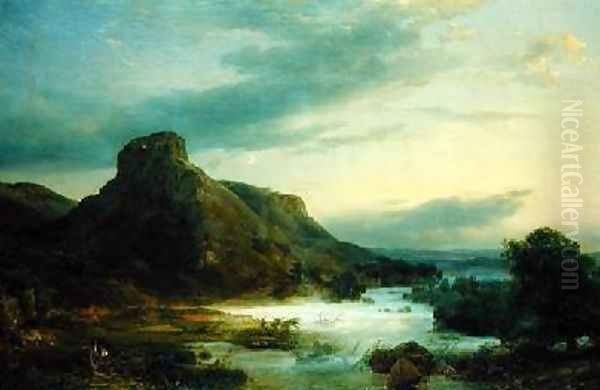 Mountains in an Evening Mist Oil Painting by Karl Friedrich Lessing