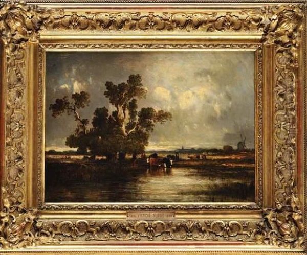 La Mare Aux Trois Arbres Oil Painting by Leon Victor Dupre