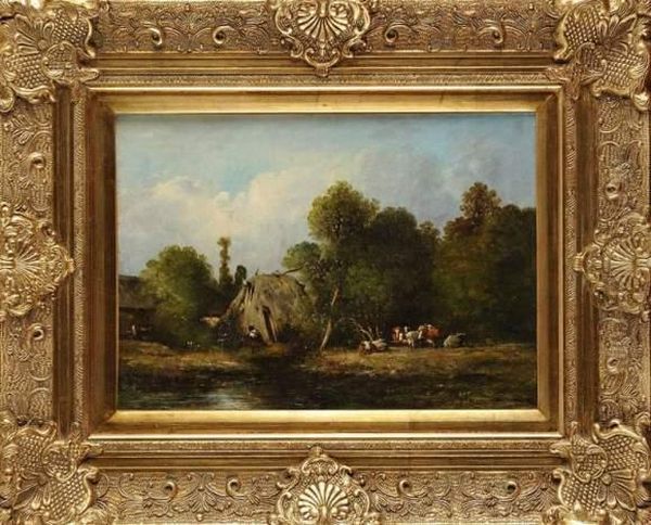 Ferme Au Bord De L'etang Oil Painting by Leon Victor Dupre