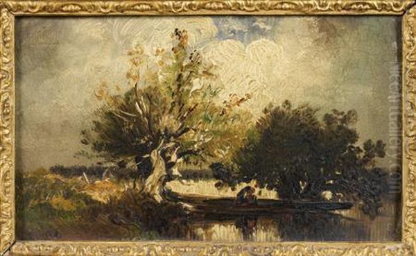 Paysage A La Riviere Oil Painting by Leon Victor Dupre