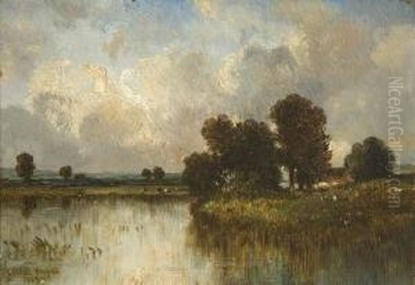 Flusslandschaft. Oil Painting by Leon Victor Dupre