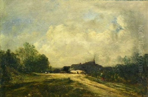 Landscape With Cottage Oil Painting by Leon Victor Dupre