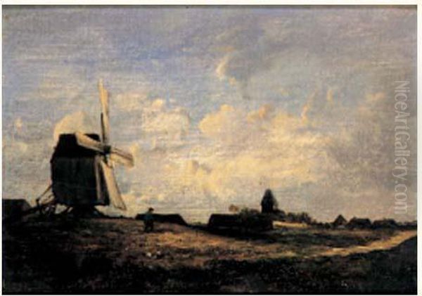 Paysage Anime Au Moulin Oil Painting by Leon Victor Dupre