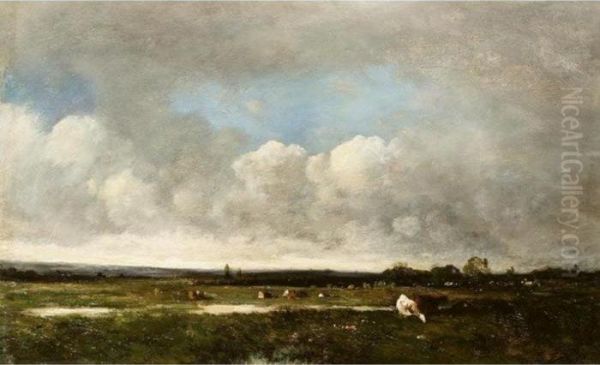 A Herd Of Cattle In Pasture Oil Painting by Leon Victor Dupre