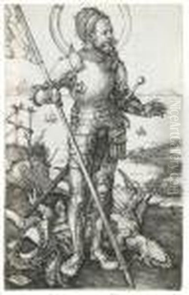 Saint George On Foot Oil Painting by Albrecht Durer