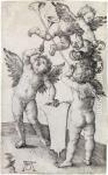 Three Genii Oil Painting by Albrecht Durer