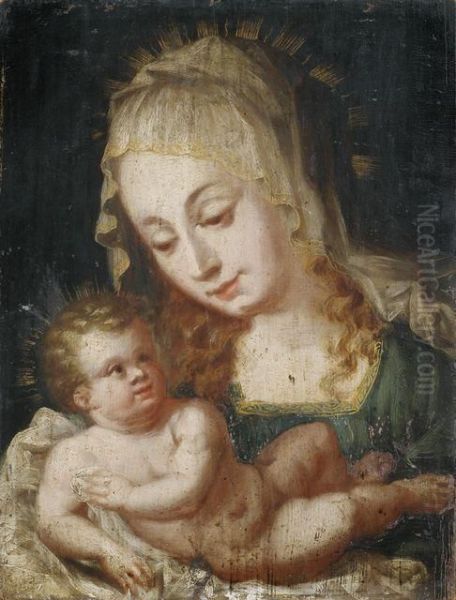 Madonna Mit Der Birnenschnitte Oil Painting by Albrecht Durer