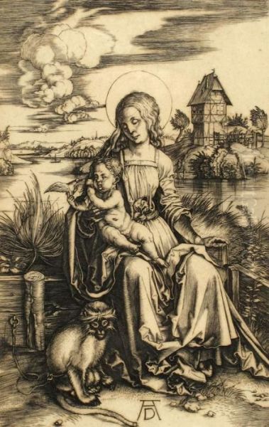 Mother And Son Oil Painting by Albrecht Durer