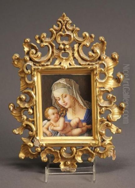 Virgin And Child With A Half Pear Oil Painting by Albrecht Durer