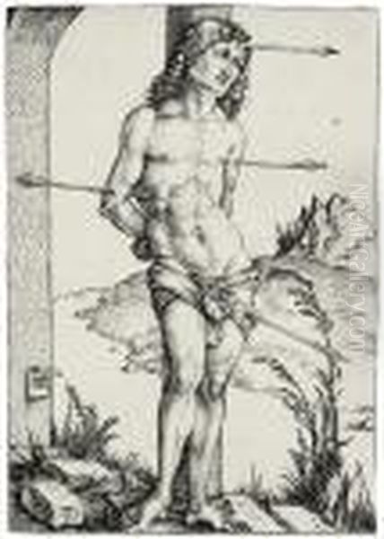 Saint Sebastian Bound To The Column Oil Painting by Albrecht Durer