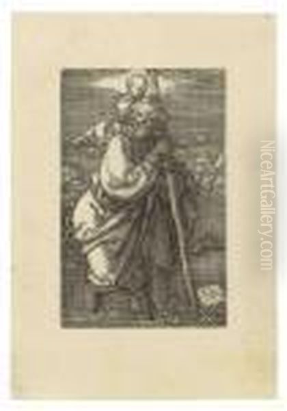 Saint Christopher Facing Left (b. 51; M., Holl. 53; S.m.s. 93) Oil Painting by Albrecht Durer