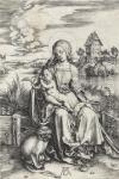 Maria Mit Der Meerkatze (mary And The Monkey) Oil Painting by Albrecht Durer