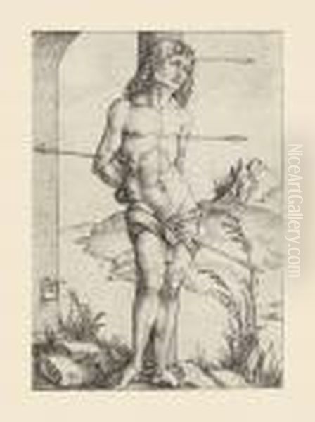 Saint Sebastian Bound To A Column Oil Painting by Albrecht Durer