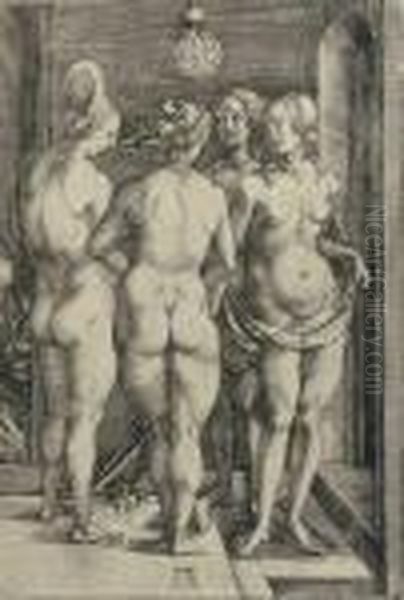 Four Naked Women Oil Painting by Albrecht Durer