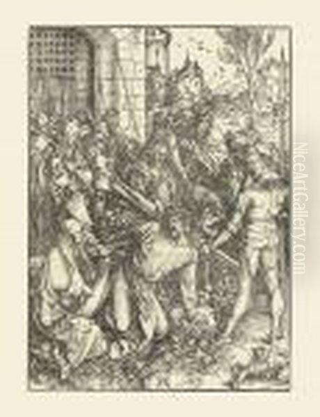 Christ Carrying The Cross, From: The Large Woodcut Passion Oil Painting by Albrecht Durer