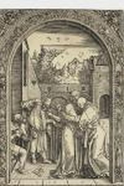 Joachim And Anna At The Golden Gate, From: The Life Of The Virgin Oil Painting by Albrecht Durer