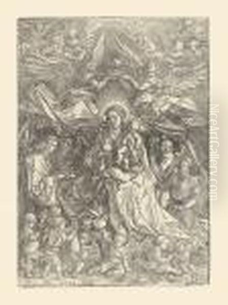 Virgin Surrounded By Many Angels Oil Painting by Albrecht Durer