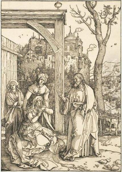 Le Christ Prenant Conge De Sa Mere. Oil Painting by Albrecht Durer