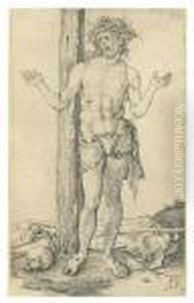 The Man Of Sorrows With Arms Outstretched Oil Painting by Albrecht Durer