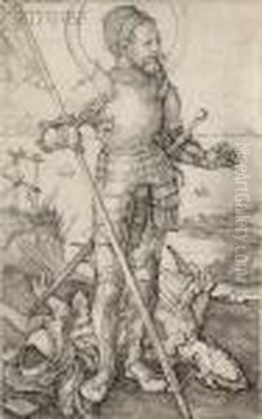 St. George On Foot Oil Painting by Albrecht Durer