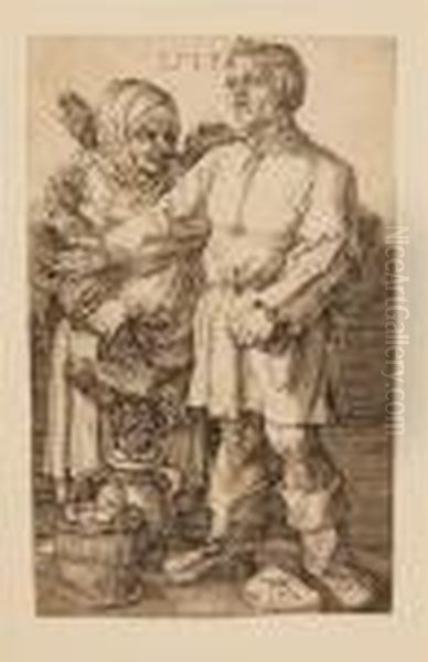 Peasant Couple At Market Oil Painting by Albrecht Durer