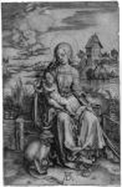 Die Madonna Mit Der Meerkatze Oil Painting by Albrecht Durer