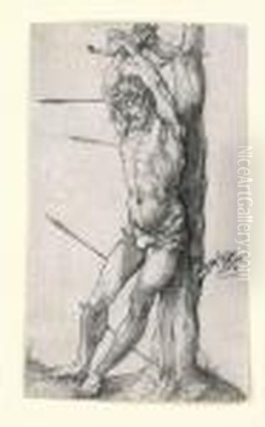 St.sebastian Bound To The Tree Oil Painting by Albrecht Durer