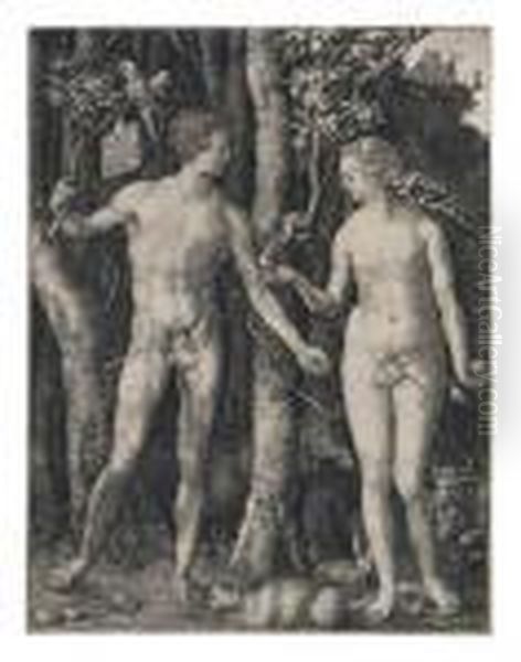 Adam And Eve Oil Painting by Albrecht Durer