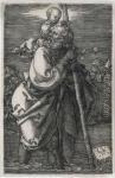 St Christopher Oil Painting by Albrecht Durer