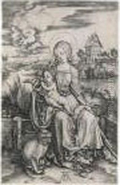 Virgin And Child With The Monkey Oil Painting by Albrecht Durer