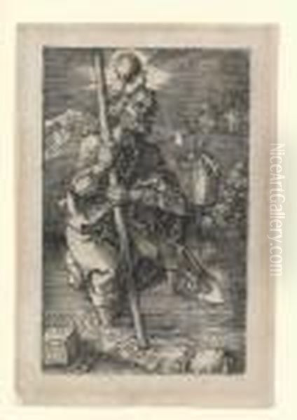 St Christopher Oil Painting by Albrecht Durer