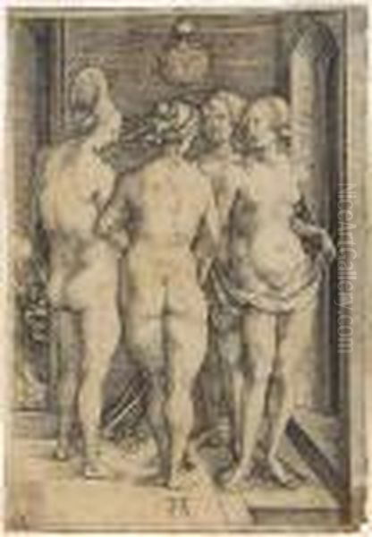 Four Naked Women Oil Painting by Albrecht Durer