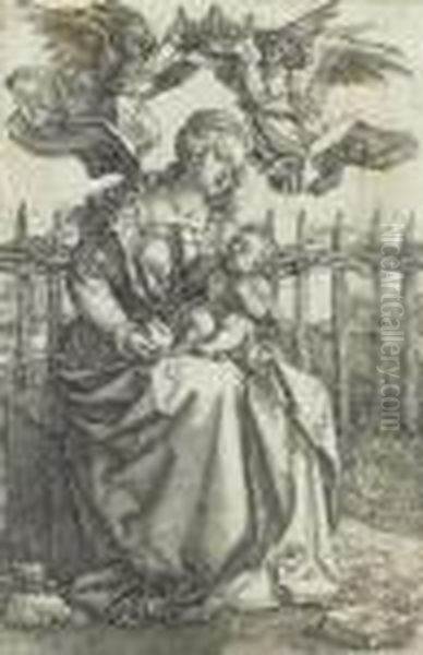 The Virgincrowned By Two Angels Oil Painting by Albrecht Durer