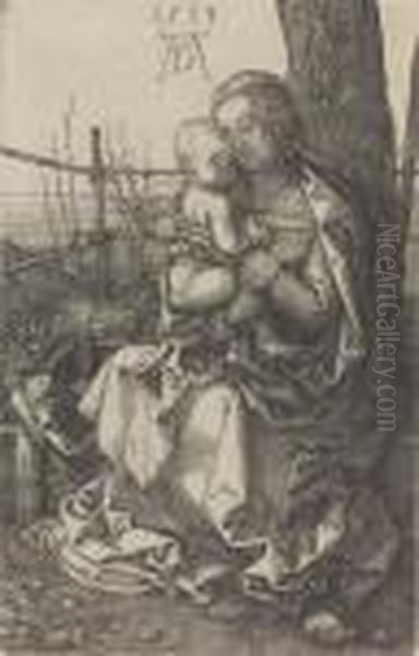 The Virgin And Child Seated By A Tree Oil Painting by Albrecht Durer