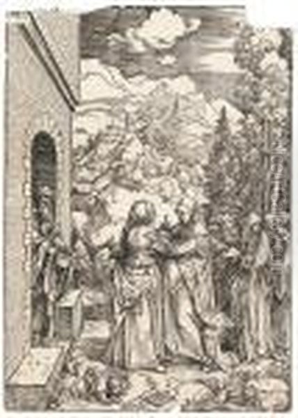 The Visitation, Plate 9 From The Life Of The Virgin Oil Painting by Albrecht Durer