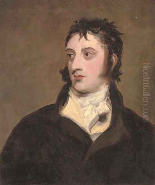 Portrait of a gentleman traditionally identified as William Lamb, 2nd Viscount Melbourne (1779-1848), half-length, in a black coat Oil Painting by Sir Thomas Lawrence