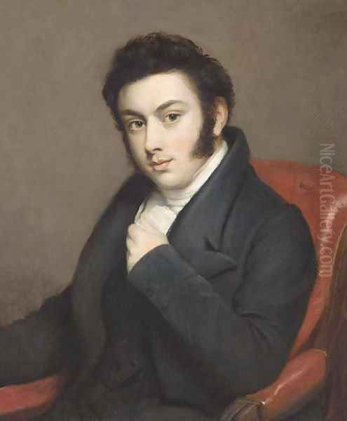 Portrait of a gentleman, seated bust-length, in a black jacket and white cravat Oil Painting by Sir Thomas Lawrence