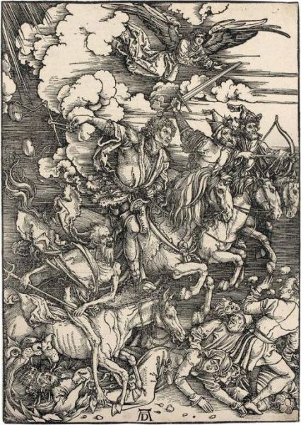 The Four Horsemen, From: The Apocalypse (b. 64; M., Holl. 167;s.m.s. 115) Oil Painting by Albrecht Durer