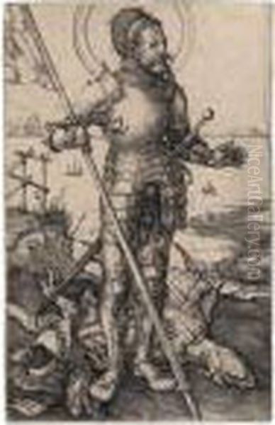 Saint George On Foot Oil Painting by Albrecht Durer