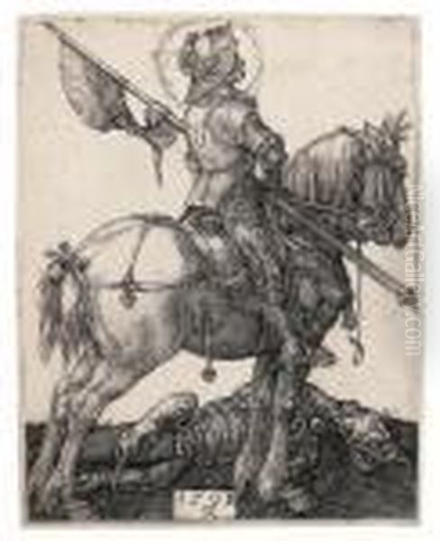 Saint George On Horseback Oil Painting by Albrecht Durer