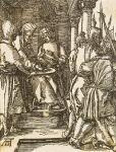 Pilate Washing His Hands (small Passion) Oil Painting by Albrecht Durer