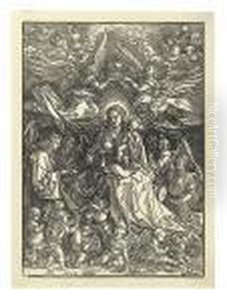 The Virgin Surrounded By Many Angels. Oil Painting by Albrecht Durer